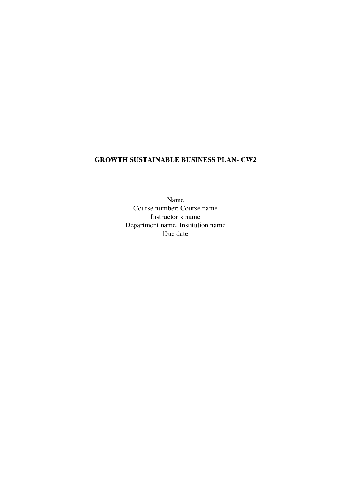 Preview image for GROWTH SUSTAINABLE BUSINESS PLAN- CW2